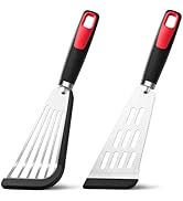 Fish Spatula Turner Set of 2, 600ºF Heat Resistant Silicone Spatulas for Nonstick Cookware, Metal...
