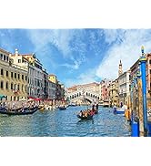 BELECO 7x5ft Fabric Venice Italy Backdrop Gondola Near to Famous Rialto Bridge in Venice Photogra...