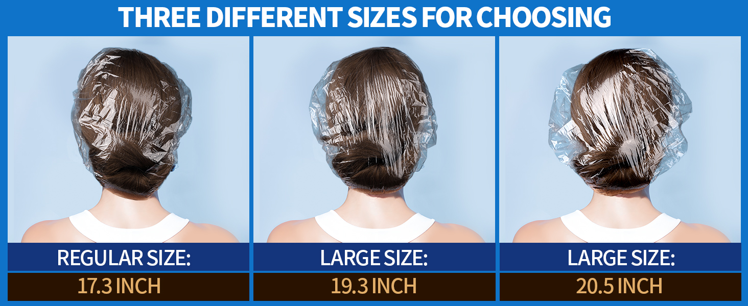 Three Different Sizes Disposable Shower Caps