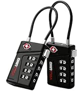 Vollumo TSA Approved Luggage Lock, 4-Digit Combination, Black Cable Padlock for Travel Suitcase (...