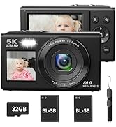 5K Digital Camera,80MP WiFi Vlogging Camera for YouTube with 18X Digital Zoom & Flash,Portable Co...