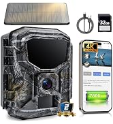 Fargarloo Trail Camera Solar Powered - 4K 60MP WiFi Game Camera, 0.1s Trigger, 65FT Detection, 78...