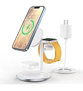 3 in 1 Wireless Charging Station for Multiple Devices, 15W Fast Wireless Mag Charger Stand for Ap...