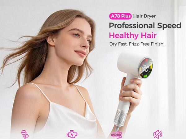 High-Speed Professional Hair Dryer with Diffuser, Ionic Blow Dryer, Fast Drying, Frizz-Free Finish.