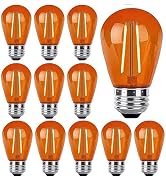Sxminer 2W S14 LED Bulbs Orange Halloween LED Replacement Bulb Plastic Shatterproof Outdoor LED S...