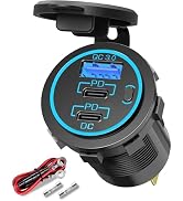 12V USB Outlet,Dual PD 3.0 and Quick Charge 3.0 Multi Port for Car,USB C Cigarette Lighter Replac...