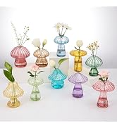 Mushroom Glass Vases for Indoor Plants, Set of 10 Colored Plant Propagation Stations, Cute Mini T...