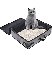 Foldable Travel Litter Box for Cats with Zipped Lid, Portable Cat Litter Box, No Leakage, No Smel...