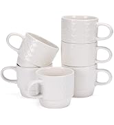 HORLIMER 10 oz Ceramic Coffee Mug Set of 6, White Coffee Cups with Handle for Tea, Latte, Cocoa, ...