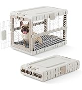 ZOMISIA Collapsible Dog Crate with Bed Mat, 28'' Foldable Dog Kennel for Medium Dogs, Tool-Free P...