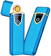 Electronic Lighter, Electric Lighter Windproof USB Rechargeable Slim Coil Lighter with Smart Fing...