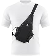 Peicees Small Sling Bag with 2 Bottle Holders, Sling Backpack Crossbody Bag Chest Daypack for Dai...