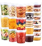 BYSNOW 60 Sets Deli Containers with Lids, 32/16/8 oz X 20 Set Each, Leak-Proof & BPA Free Airtigh...