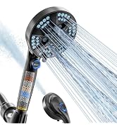 BESAQUO 9 Settings Filtered Shower head with Handheld with Power Wash | Hard Water Softener,Remov...