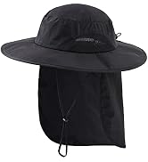 Home Prefer Outdoor Mens UPF50+ Sun Hat Wide Brim Fishing Hat with Neck Flap