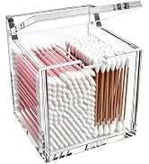 Acrylic Qtip Holder, Cotton Swab Dispenser Apothecary Jar Vanity Organizer | Bathroom Decor Acces...