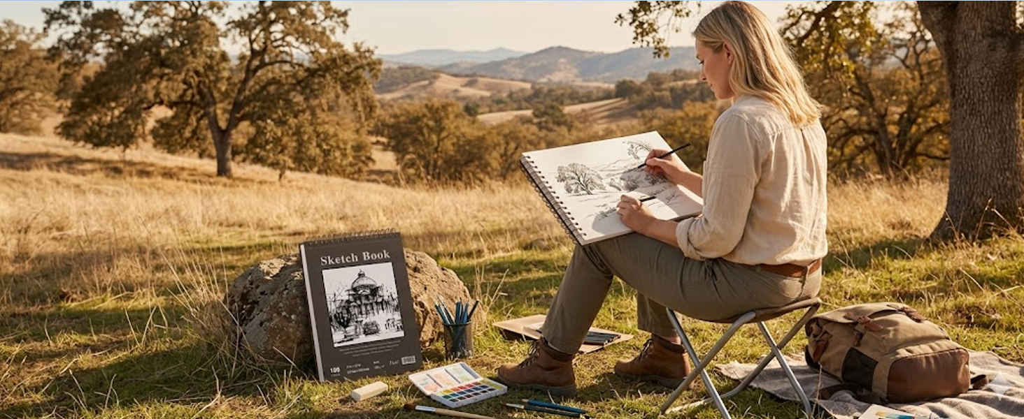 11x14 hardcover sketchbook for outdoor drawing and travel sketching