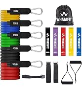 WHATAFIT Resistance Bands, Exercise Bands, Workout Bands with Handles, Door Anchor and Ankle Stra...
