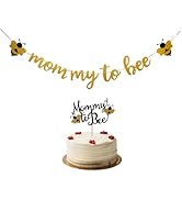 Zotemo Mommy To Bee Banner and Cake Topper with Star Garland, Gold Glitter and Black Decorations ...