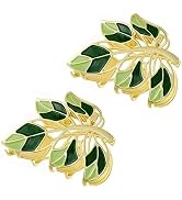 2pcs Flower Leaf Green Metal Hair Claw Clips, Large Hair Claw Nonslip Hair Barrettes Non-Slip No ...