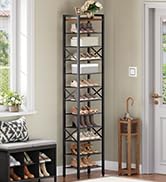 YATINEY 12-Tier Narrow Shoe Rack, Tall Shoe Rack for 12-24 Pairs, Slim Shoe Storage Organizer wit...