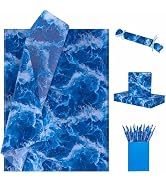 Larcenciel Blue Ocean Wave Gift Wrapping Tissue Paper, Summer Gift Tissue Paper for Gift Bags Pac...