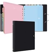 Uquelic Macaron Binder with 12 Binder Pocket Folders, Letter Size, Important Document Binder for ...