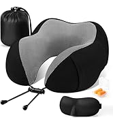 CloudBliss Travel Pillow Premium Memory Foam, Comfortable & Supportive Neck Pillow, Pain Relief S...