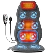 comrelax Back Massager with Heat, Full Body Massage Pad with Pillow Neck Support, Soft Plush Fabr...