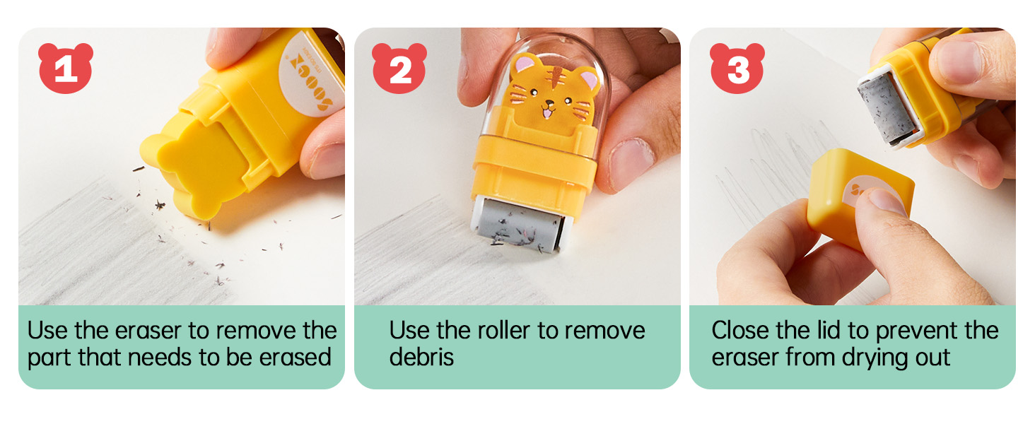 pencil eraser with clean up roller