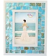 GIFTME 5 Picture Frame 5x7 Mother of Pearl Mosaic Photo Frame,Beach Tabletop or Wall Hanging Pict...