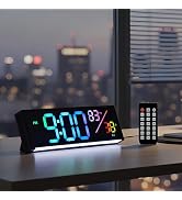 11-Inch LED Digital Wall Clock with RGB Flowing Light, Seconds, Date, Time, Temperature| Clear La...
