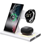 4 in 1 Fast Wireless Charger for Samsung Charging Station Android Phone Multiple Devices LED Ligh...