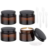 Segbeauty 1oz Thick Amber Glass Jars with Lids, 4pcs 30ml Wide Mouth Empty Travel Container, Smal...