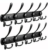 SAYONEYES Black Coat Rack Wall Mount, 5 Tri Hooks Stainless Steel Coat Hook Rack 16 Inch, Heavy D...