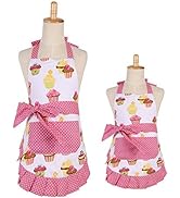 Cotton Aprons for Girls, Cupcake Pattern Apron for Children, Great for Daughters Litter Girls