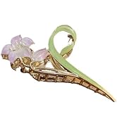 Purple Lily Metal Hair Claw Clips, Large Hair Claw Nonslip Hair Barrettes Non-Slip No Broken Stro...