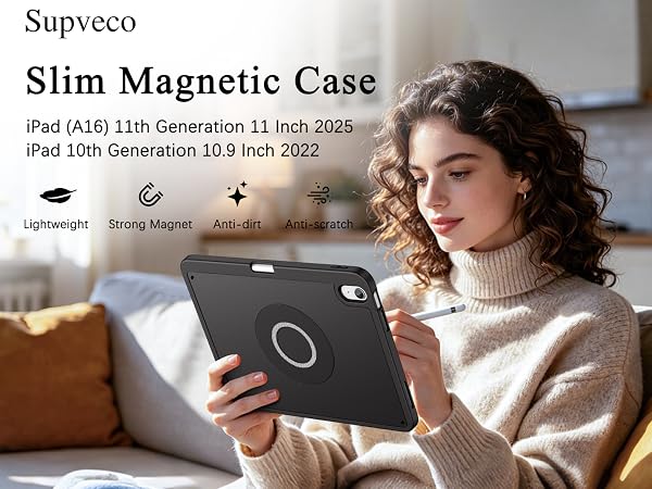 iPad A16 case magnetic iPad 10th 11th generation 10.9 inch case slim easy carry