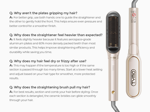 TYMO Flat Iron Hair Straightener Brush