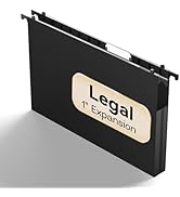 NORDUN Plastic Legal Size Hanging File Folders,Heavy Duty 1 Inch Expansion,12 Pack Reinforced Bla...