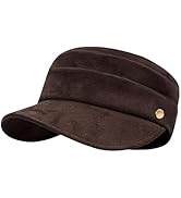 huablo Women's Suede Flat Top Newsboy Cap - Soft Brim & Hook - and - Loop Adjustment - Fall Winte...