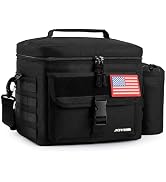 JOYHILL Tactical Lunch Box for Men, Insulated Lunch Bag with Detachable Bottle Pouch Holder, Larg...