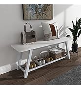 Oastreeful Industrial Entryway Bench Rustic Wood and Metal Storage Bench for Indoor Living Dining...