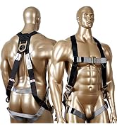 KSEIBI 421026 Fall Protection Safety Harness Kit W 3 D-Rings for Lanyard DELUXE Safety Protection...