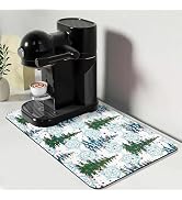 Bloss Coffee Bar Mat, Christmas 12"x19" Absorbent Bar Mat with Waterproof Rubber Back, Fit Under ...