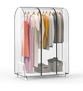 Zilink Clear Garment Rack Cover Transparent Clothes Rack Cover Waterproof Clothing Rack Cover wit...