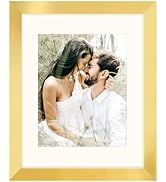 SNXJWA Gold 11x14 Picture Frame with Mat for 8x10 Display, Desk Wall Photo Frame for Horizontal a...