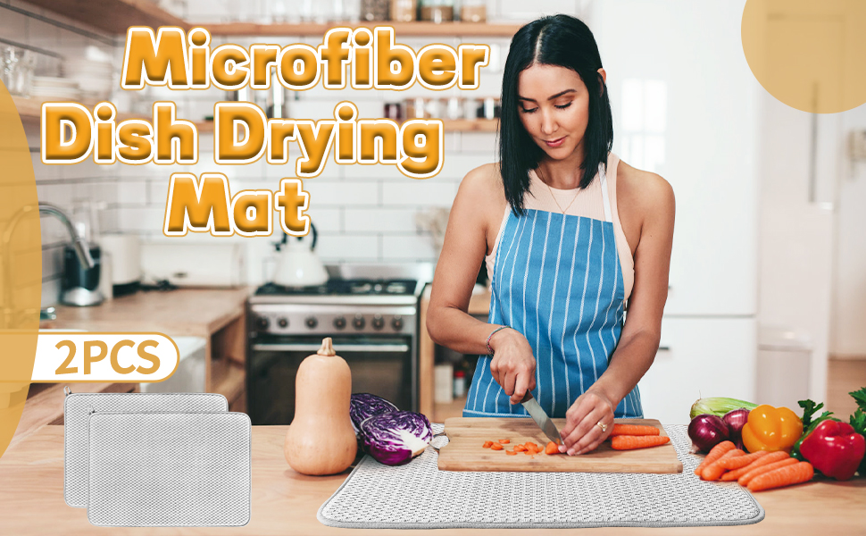 2.Highly Absorbent Dish Drainer Mat