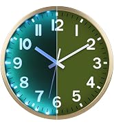 JoFomp Green Wall Clocks Battery Operated Night Glow, 8 Inch Sound Control Glow in The Dark Wall ...