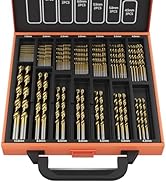 ENERTWIST Titanium Coated Drill Bit Set,99 Pcs High-Speed Steel HSS Twist Bits for Metal, Wood, P...